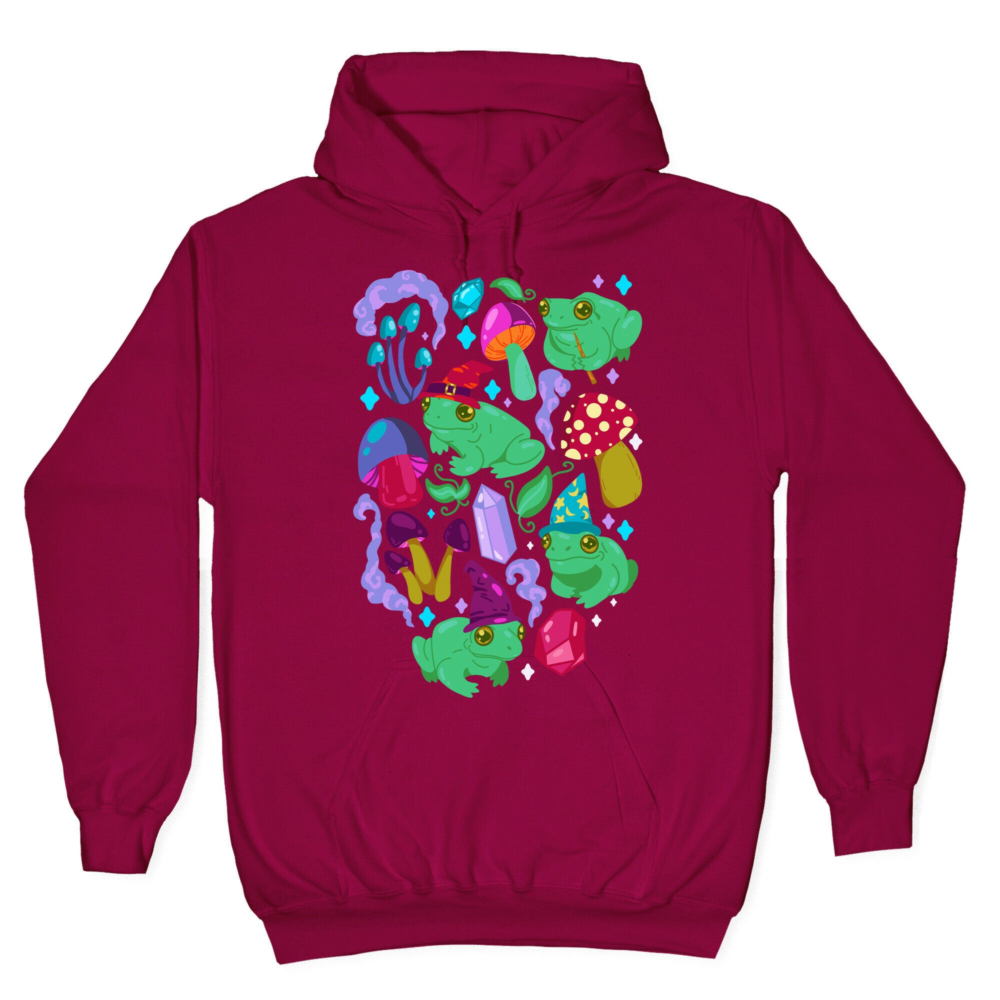 Magical Mushroom Frogs Pattern Hoodie